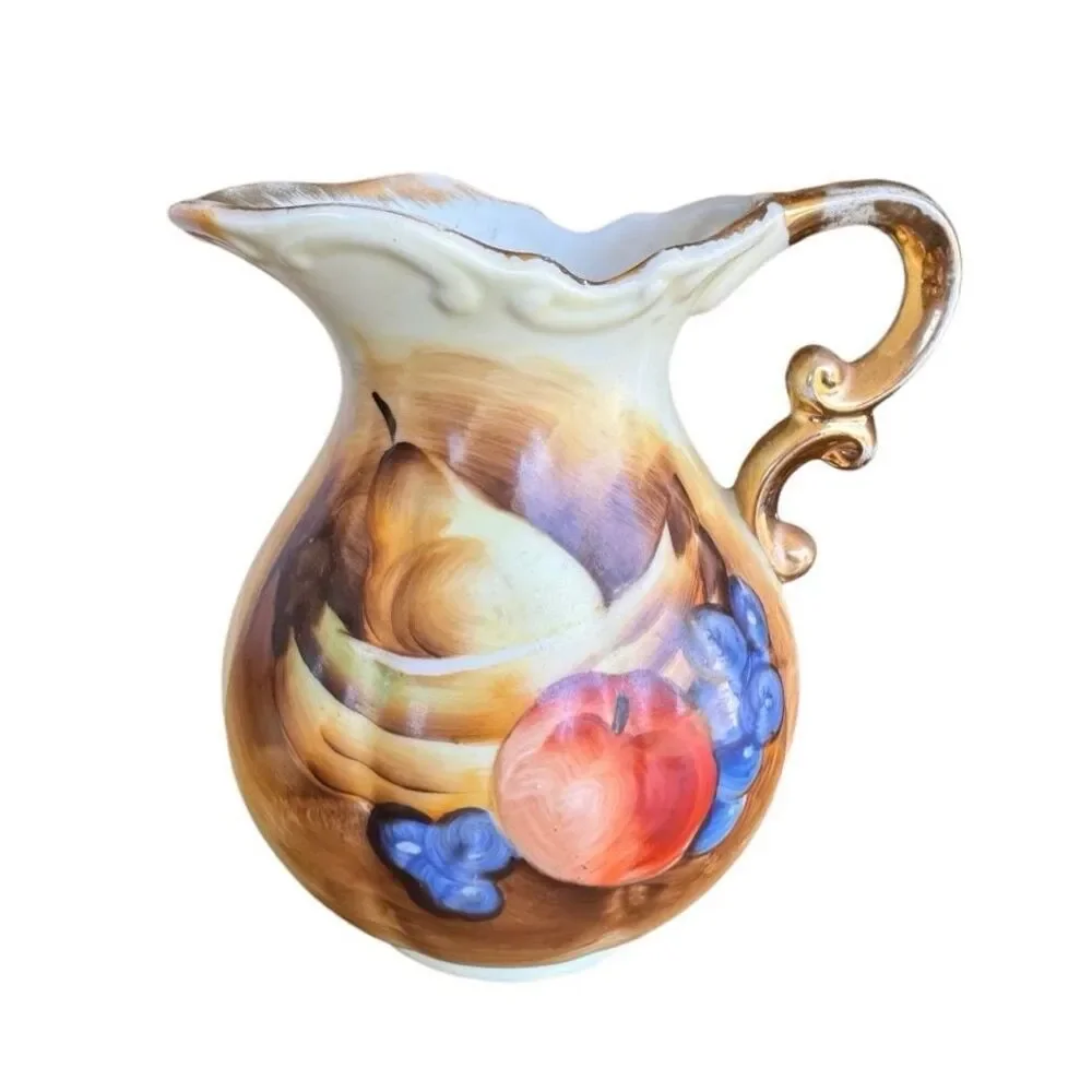 Lefton China Tea Set Heritage Brown Fruit Hand Painted Tea Party Decor Bridgerto